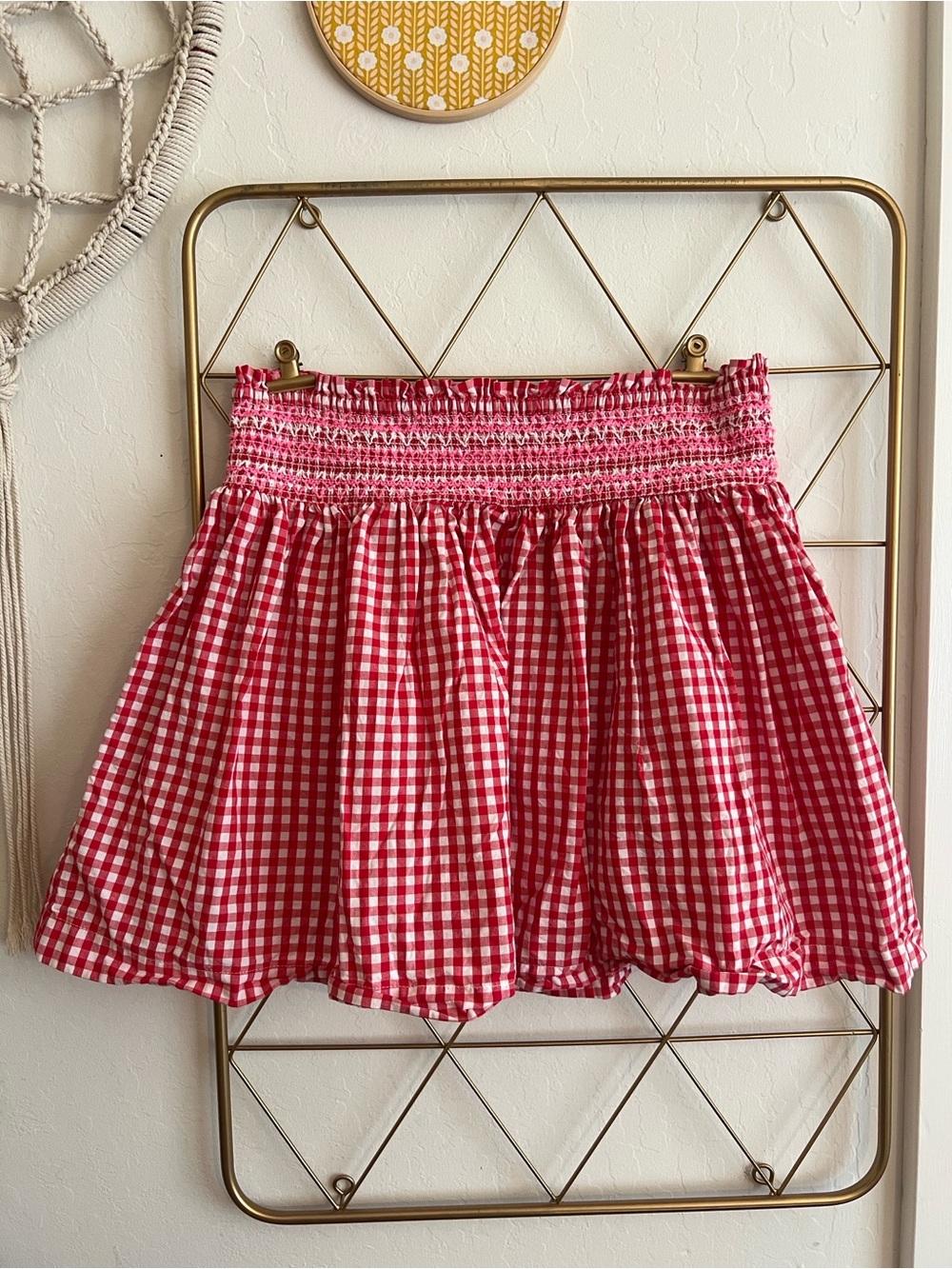 XXL (14-16) | Gap Kids Girls Red Gingham Smocked Waist Women’s Shorts Skirt